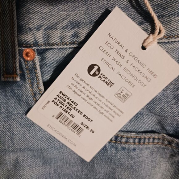 NEW Etica Denim‎ Amis Relaxed Fit Boot Cut Jeans in Atwater Size 29 Button-fly - Picture 12 of 13